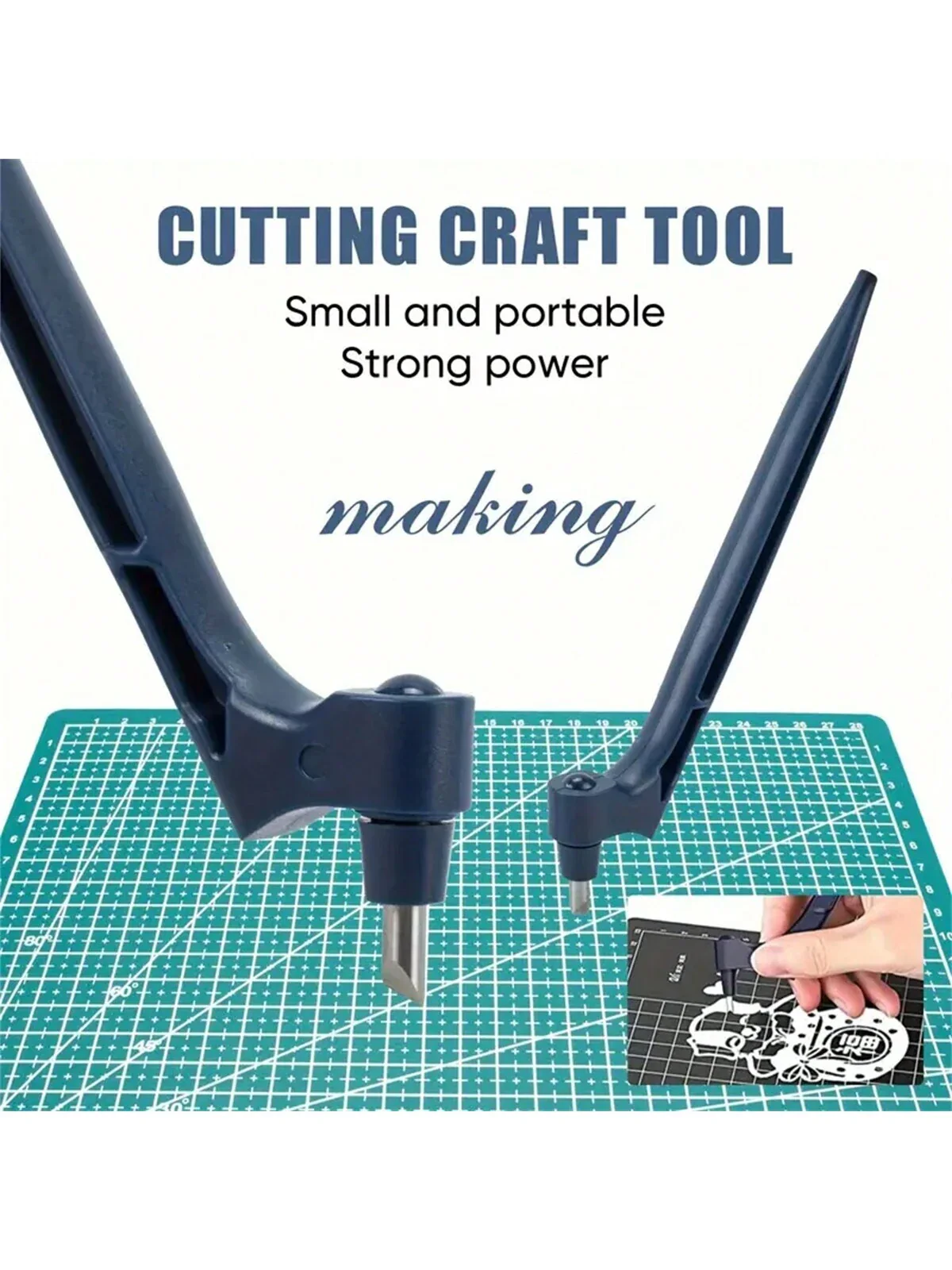360° Rotating Craft Knife with Triangle Ruler - Precision Cutting Tool for Paper Crafts, Stencils & Vinyl - Image 2