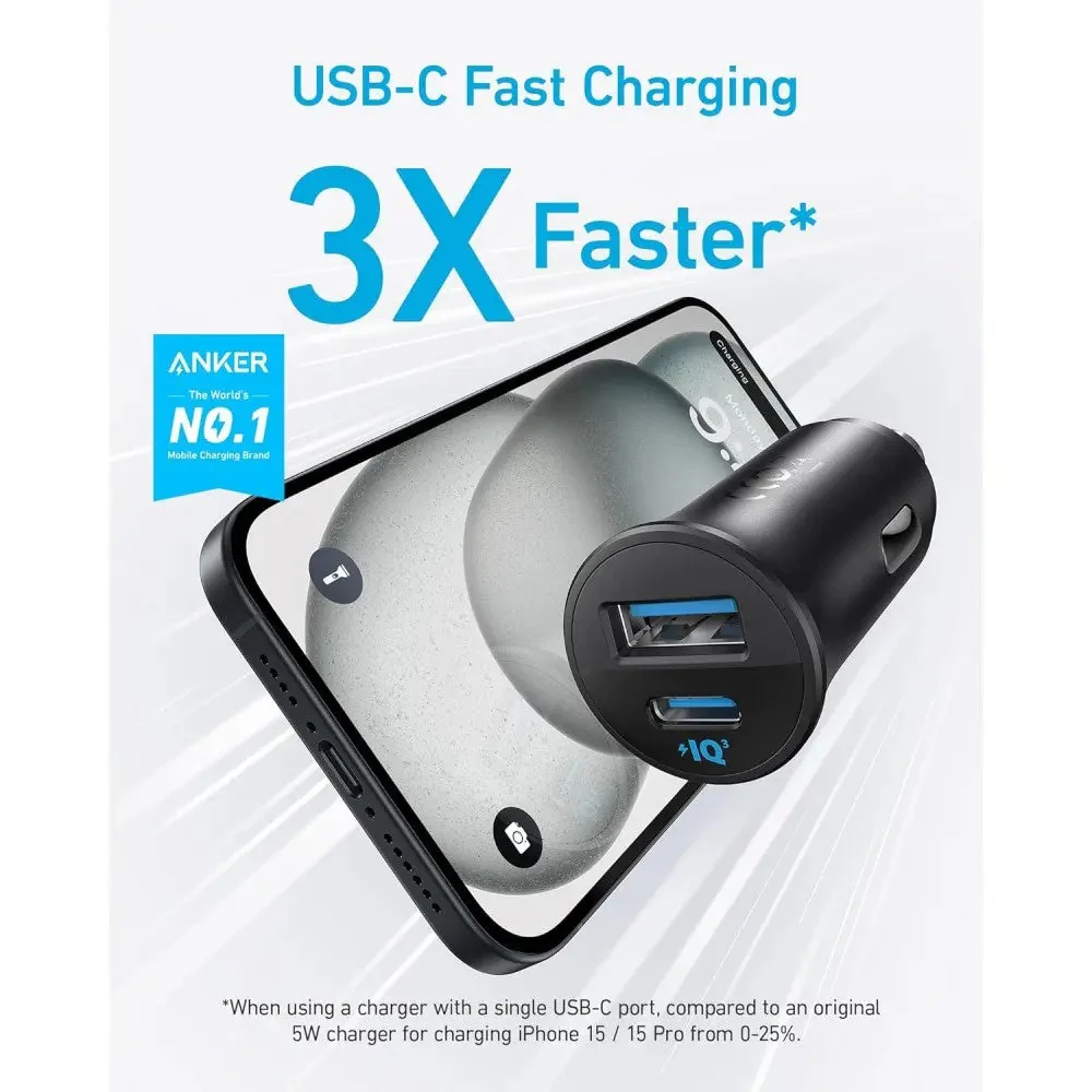 Anker PowerDrive Car Charger - 30W / USB-C / USB-A / Black - Image 2