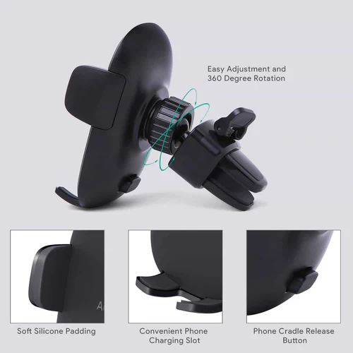 Aukey 360-Degree Flexible Car Air Vent Phone Holder Car Mount – Black - Image 2