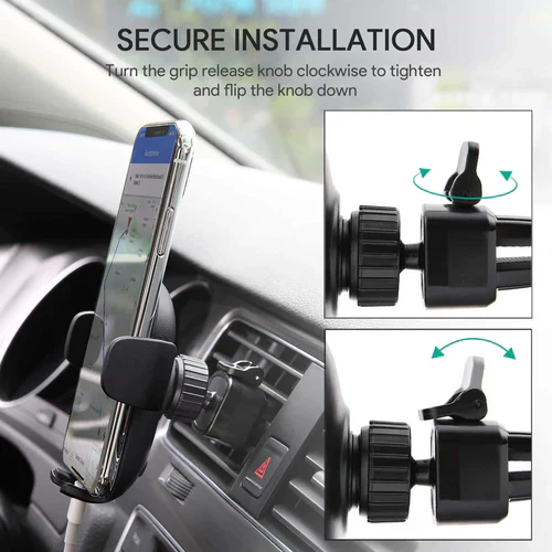 Aukey 360-Degree Flexible Car Air Vent Phone Holder Car Mount – Black - Image 3