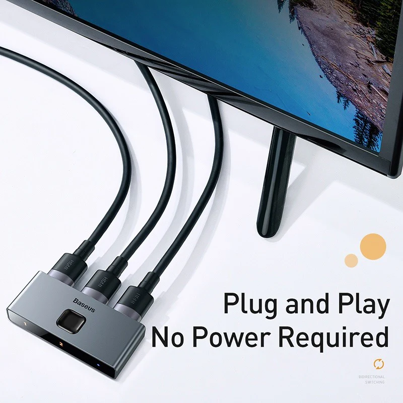 Baseus Matrix HDMI Splitter – 4K HDMI Switch Adapter, 2-in-1 out HDMI Switcher - Image 4