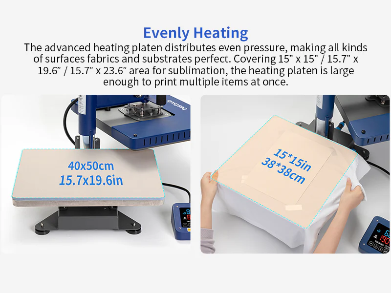 BestSub Swing Away Flat Heat Press – 40 x 60 cm / Seychelles Blue - Image 9