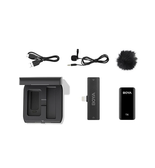 BOYA 2.4GHz Wireless Microphone for Mobile Devices (1 Transmitter + 1 Receiver with Lightning Jack) – Black - Image 2