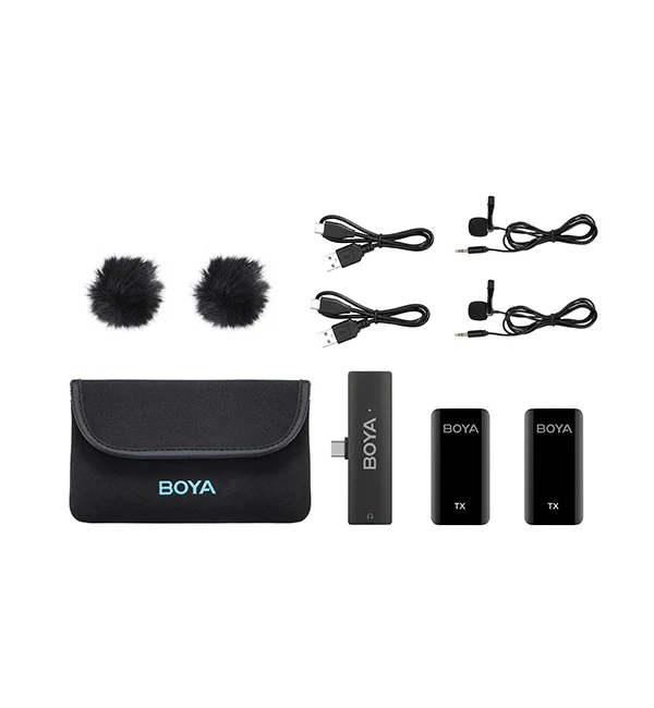 BOYA 2.4GHz Wireless Microphone Kit for Mobile Devices (2 Transmitters + 1 Receiver with Type-C Jack) – Black - Image 7