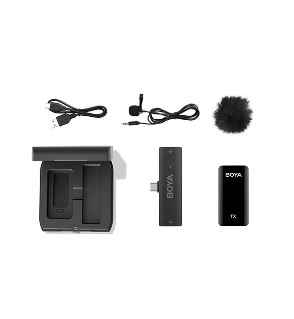 BOYA 2.4GHz Wireless Microphone Kit for Mobile Devices (Type-C, 1 Transmitter + 1 Receiver) – Black - Image 2