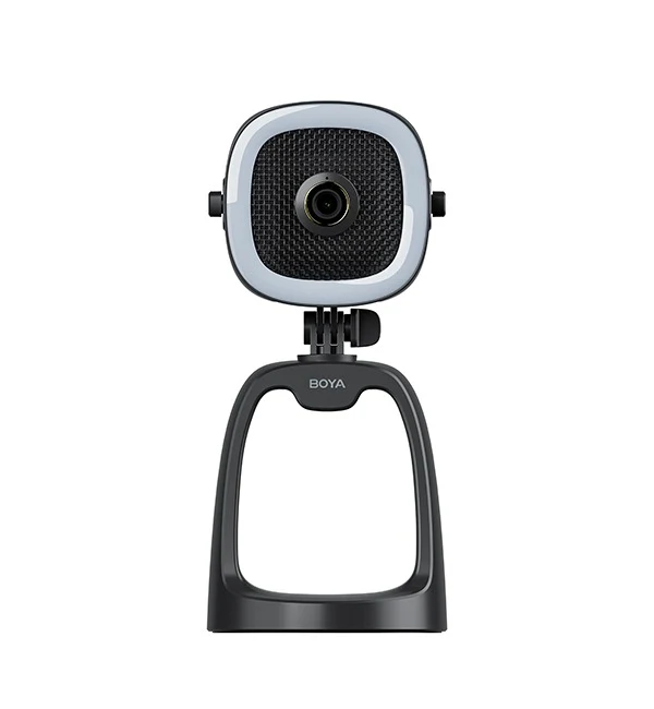 BOYA All-in-one USB Microphone with LED ring light, Microphone & 1080p Camera./USB-A to USB-C cable (1.2m) lens cap included – Black
