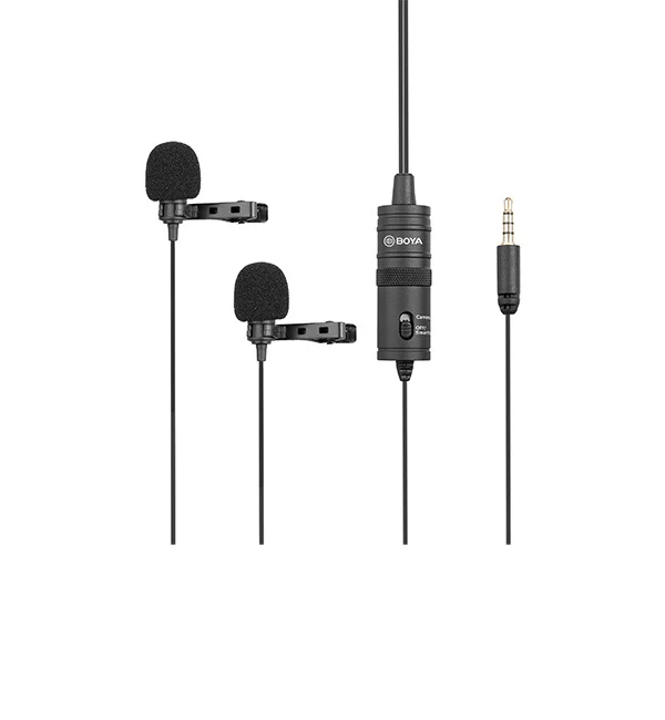 BOYA Dual-Mic Lavalier Microphone for Smartphones and DSLRs – Black