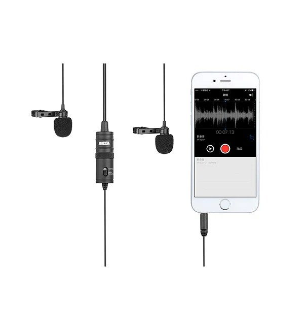 BOYA Dual-Mic Lavalier Microphone for Smartphones and DSLRs – Black - Image 3