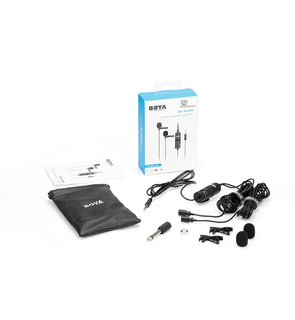 BOYA Dual-Mic Lavalier Microphone for Smartphones and DSLRs – Black - Image 5