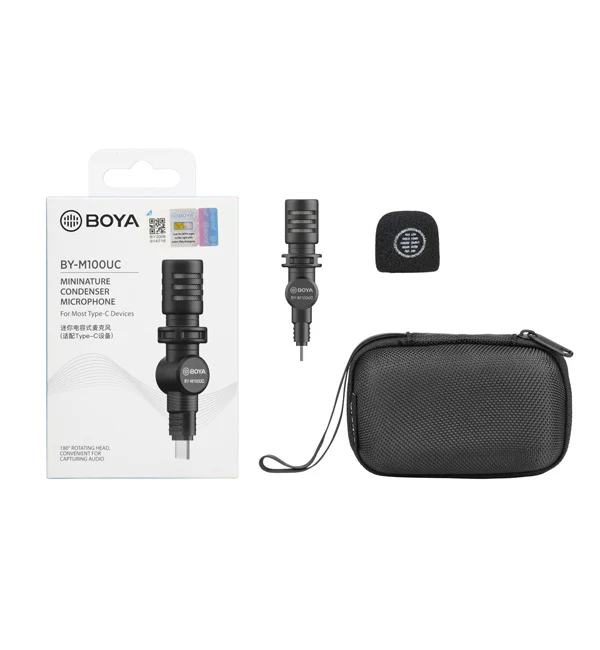 BOYA Miniature Condenser Smartphone Microphone with Type-C Connector – Black - Image 6