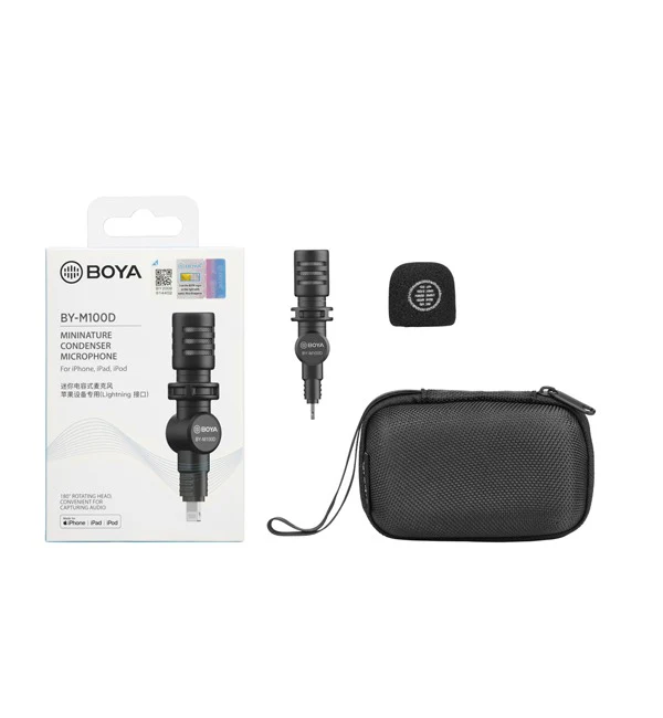 BOYA Mininature Condenser Microphone for Smartphone with Lightning Connector – Black - Image 4