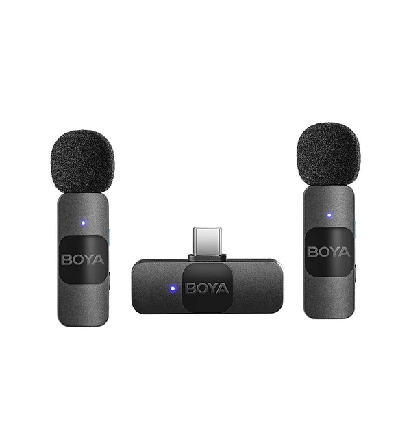 BOYA Smallest 2.4Ghz Wireless Microphone for Type-C device( 2TX+1RX ) – Black