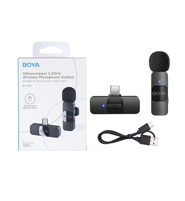 BOYA Smallest 2.4Ghz Wireless Microphone for Type-C device(1TX+1RX) – Black - Image 7