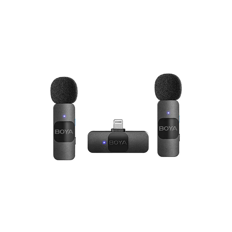 BOYA Smallest 2.4Ghz Wireless Microphone with Lightning connector for iOS device( 2TX+1RX) – Black