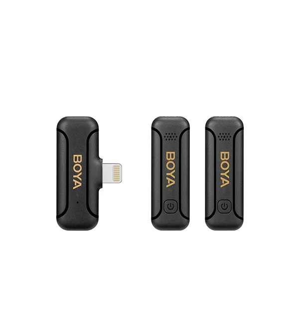 BOYA Smallest 2.4Ghz Wireless Microphone with Lightning connector for iOS device( 2TX+1RX) – Black