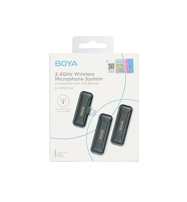 BOYA Smallest 2.4Ghz Wireless Microphone with Lightning connector for iOS device( 2TX+1RX) – Black - Image 4