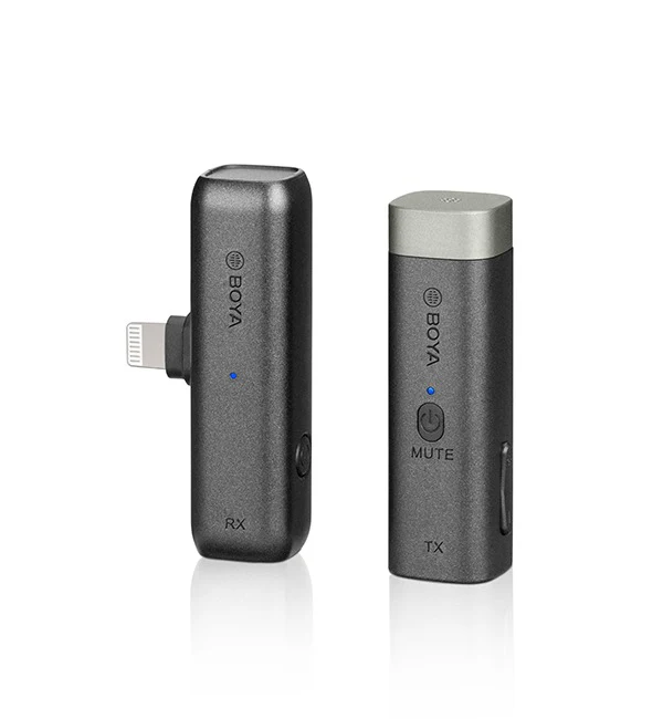 BOYA Smallest Wireless Microphone with TRS, TRRS, and Lightning Connector – Black