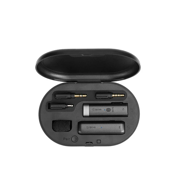 BOYA Smallest Wireless Microphone with TRS, TRRS, and Lightning Connector – Black - Image 3