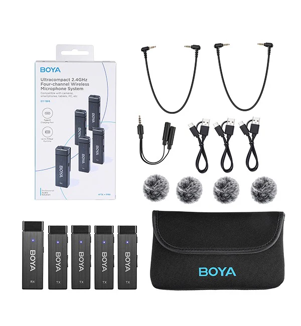 BOYA Ultracompact 2.4GHz Four-channel Wireless Microphone System – Black - Image 6