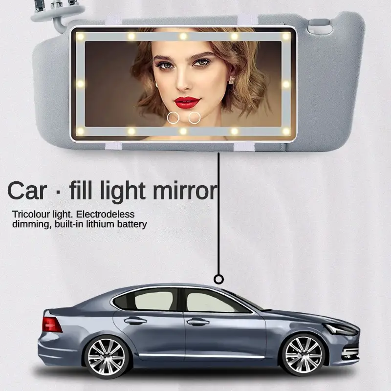 Car Makeup Mirror with Sun Visor and Fill Light for Beauty On-the-Go - Image 3