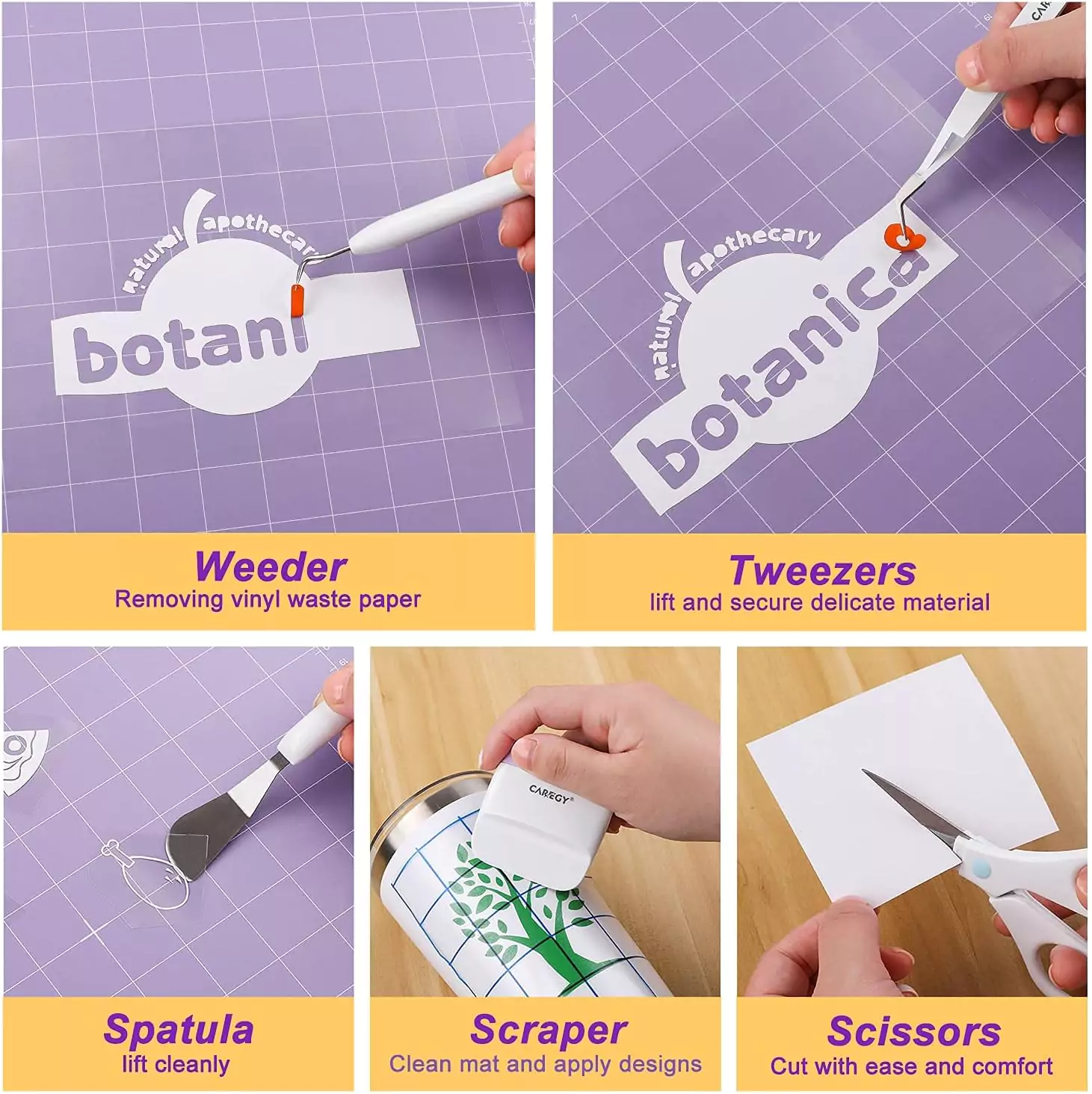 CAREGY Precision Vinyl Weeding Tools Set – Ideal for Cricut, Silhouette, Siser, Oracal 631/651/751 Vinyl Crafting - Image 3