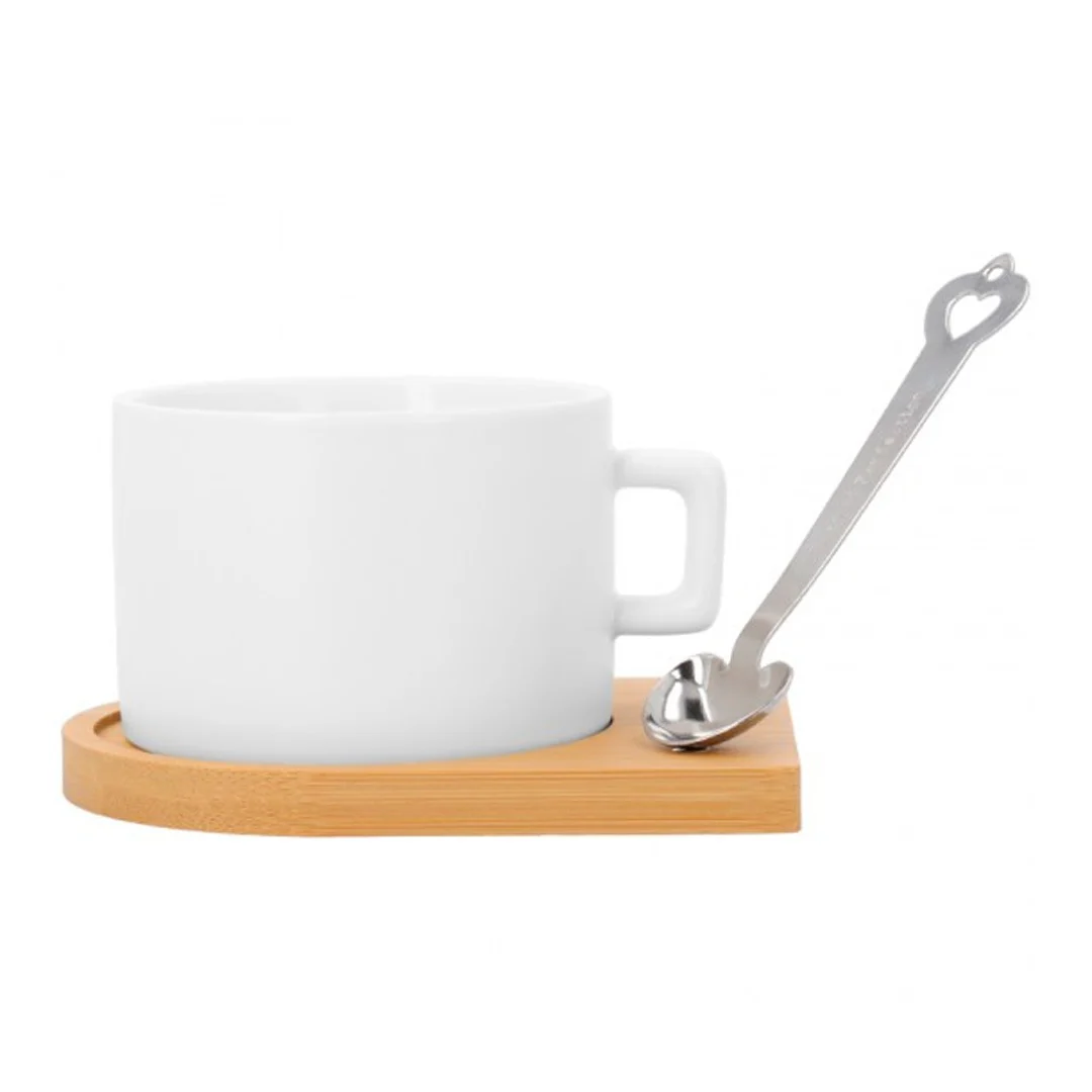 Ceramic Coffee Mug Blank with Plate and Spoon for Sublimation – 6oz