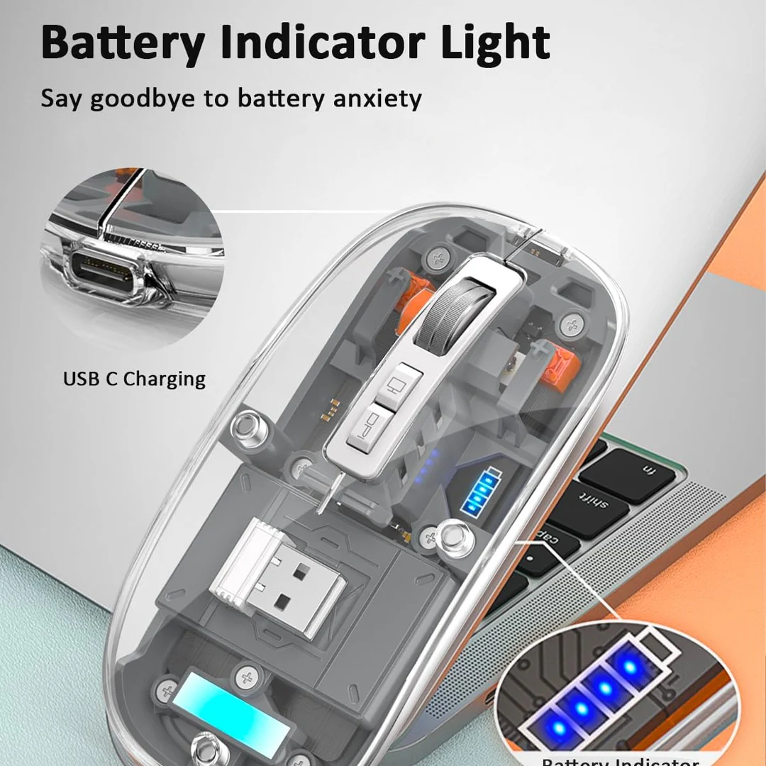Crystal Wireless Mouse with Removable Cover – Compatible with iOS/Android/Windows - Image 5