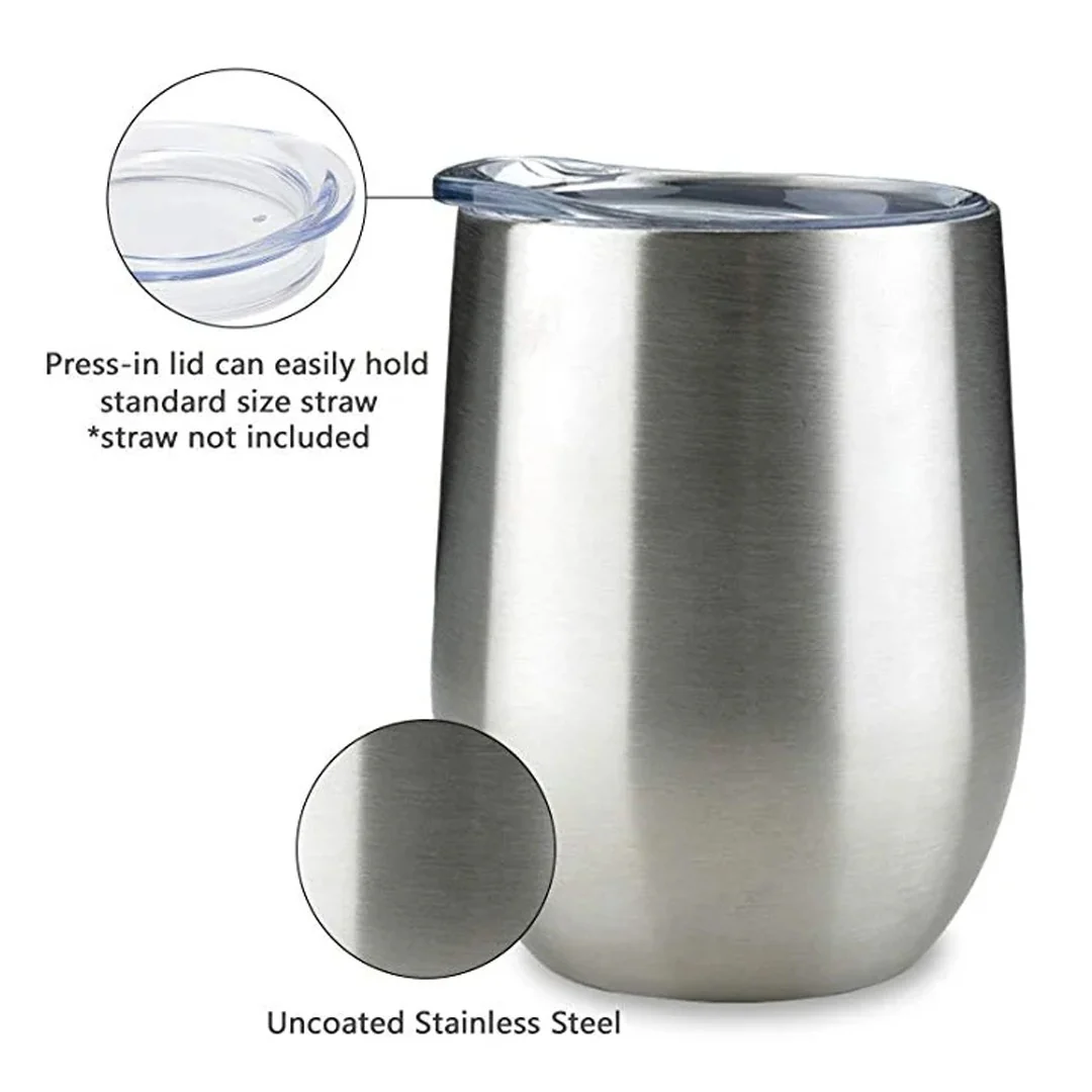 Double Wall Stainless Steel Tumbler Insulated Eggshell Cup with Lid – 12oz / Sublimation Printing / Printing not Included - Image 10