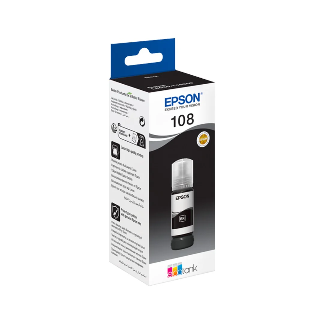 Epson 108 Black Ink Bottle – 5700 Pages/ 70 ml/ Black Color/ Ink Bottle - Image 2