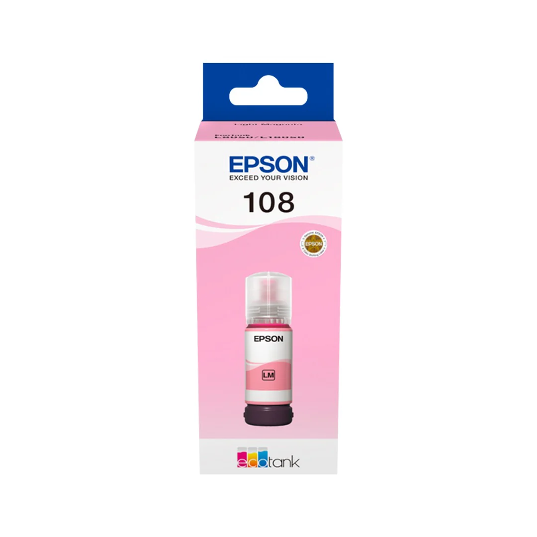 Epson 108 Light Magenta Ink Bottle – 7200 Pages/ 70 ml/ Light Magenta Color/ Ink Bottle
