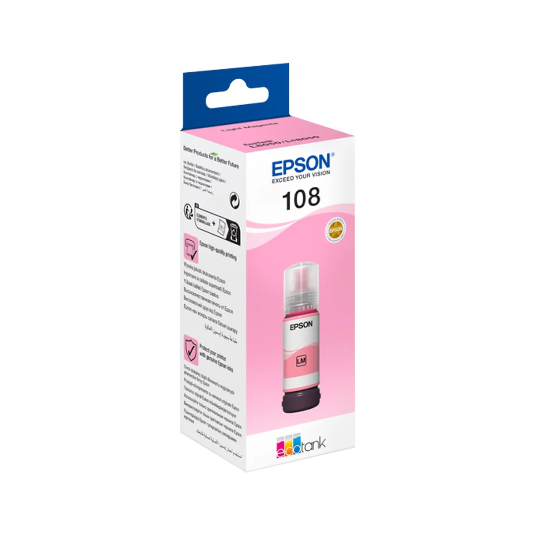 Epson 108 Light Magenta Ink Bottle – 7200 Pages/ 70 ml/ Light Magenta Color/ Ink Bottle - Image 2