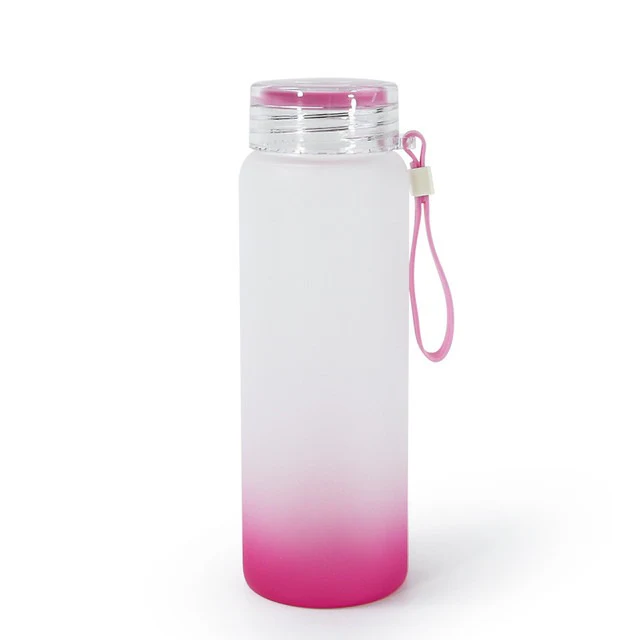 Frosted Gradient Color Matte Glass Water Bottle – 500ml/ Pink/ Sublimation Blank