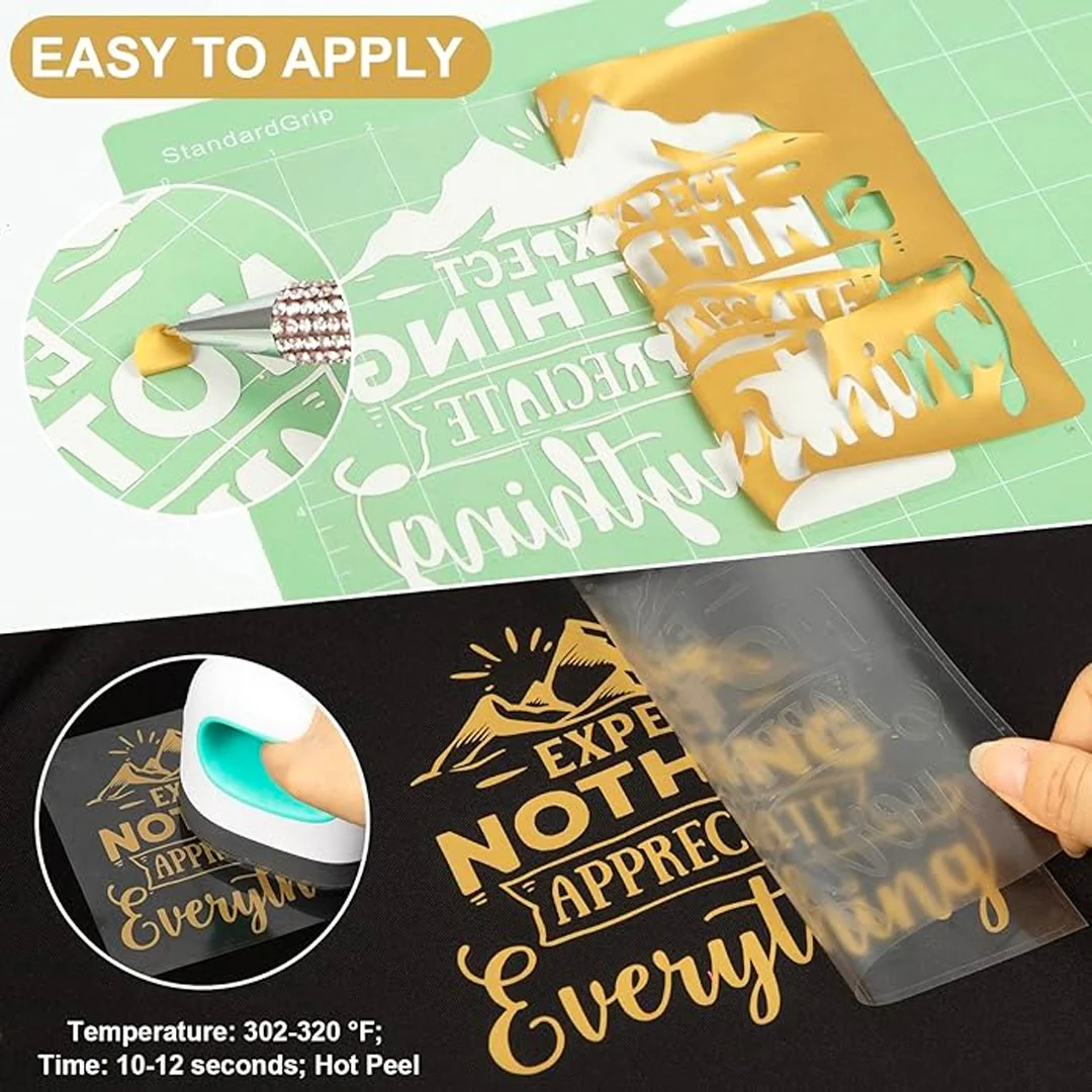 Gold PVC Heat Transfer Vinyl Sticker Roll – 50cm x 1m - Image 3