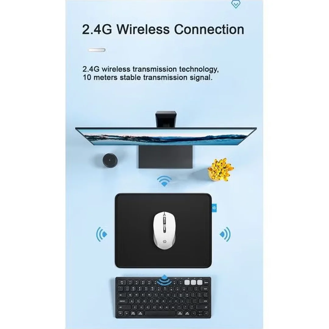 HP S1000 Plus Silent Optical Wireless Mouse – 2.4GHz / 1600DPI Mute Mouse / Milk Tea - Image 3