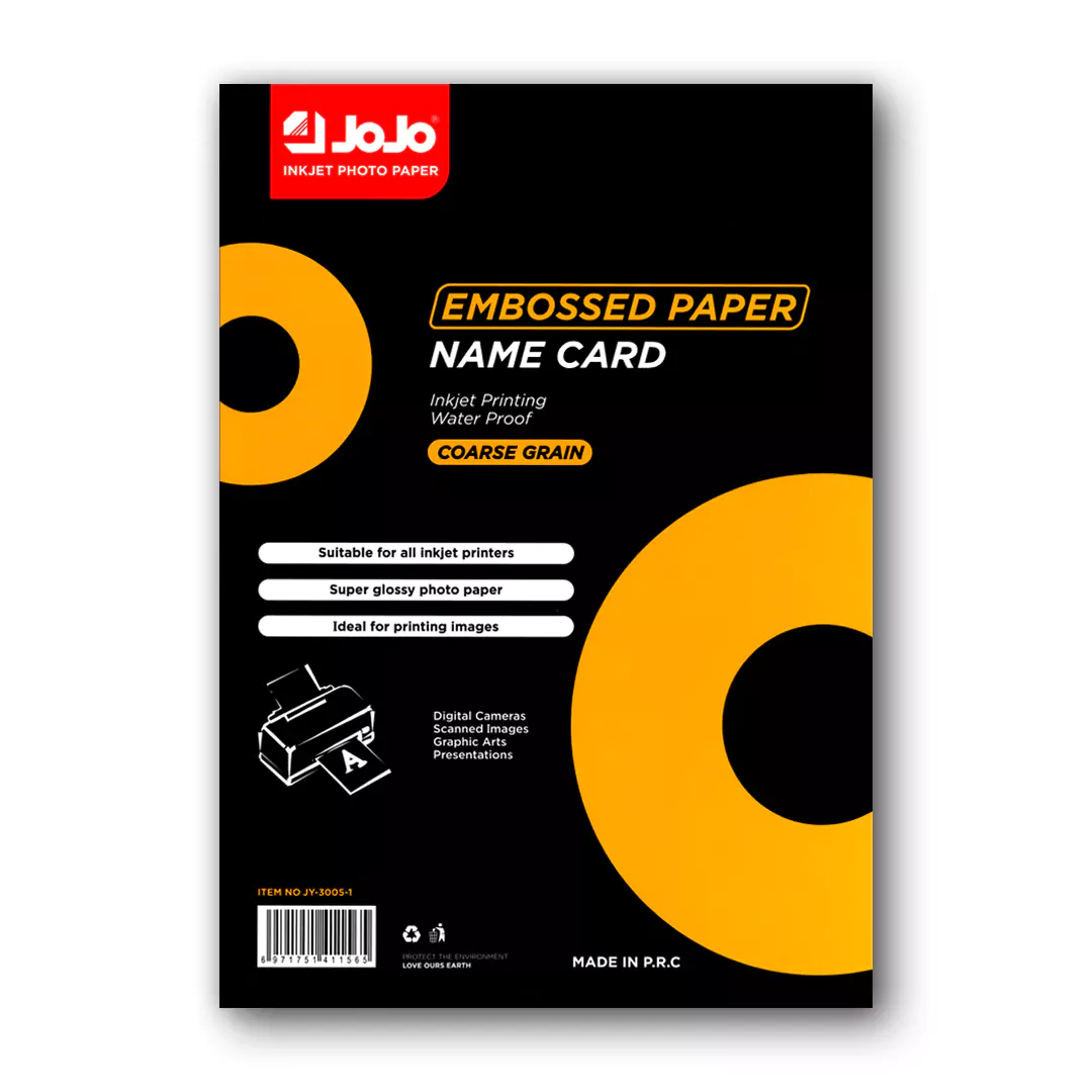 JoJo Coarse Grain Glossy Embossed Double-Sided Name Card Paper - A4 / 300GSM / 50 Sheets / Waterproof Inkjet Printing / JY-3005-1 - Image 2