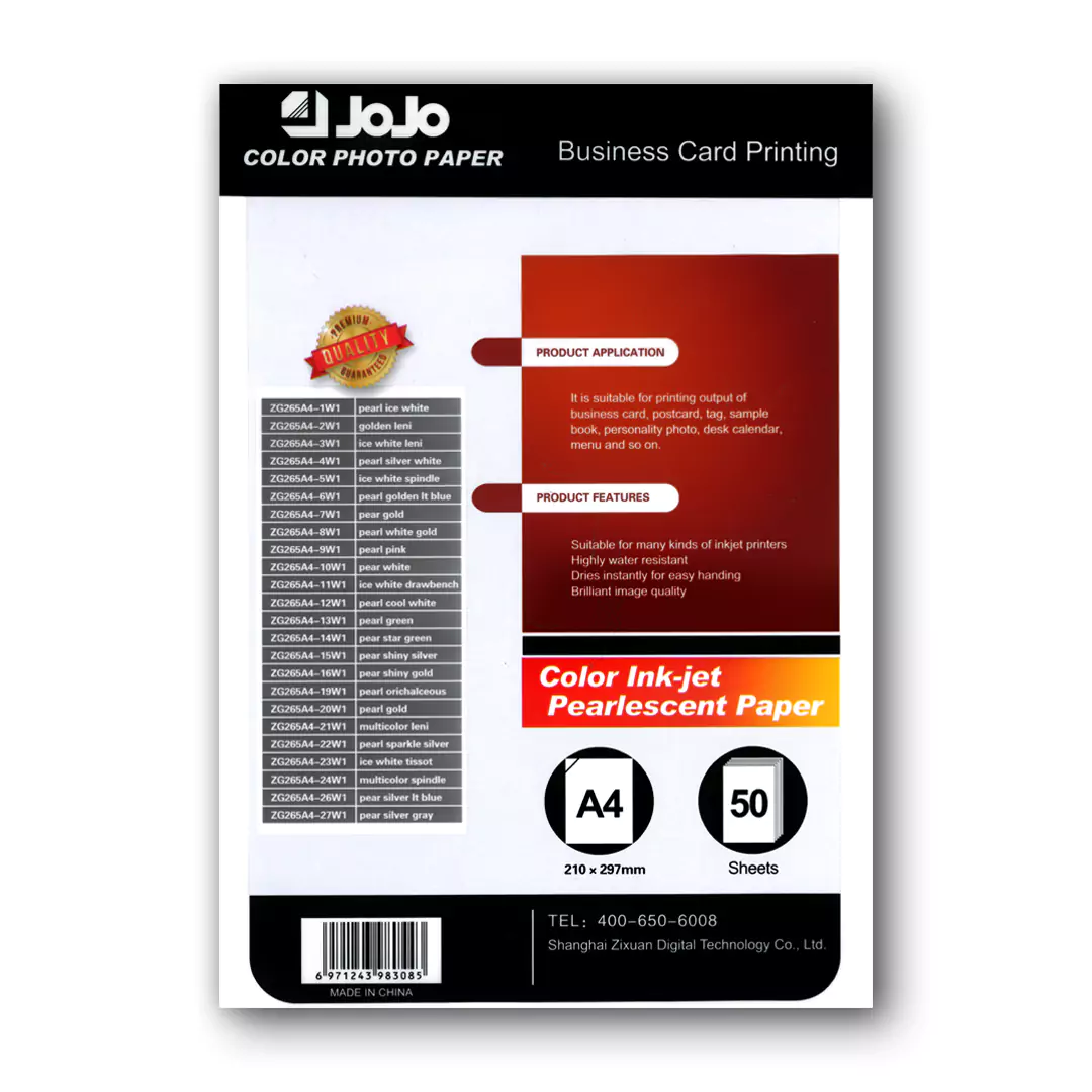 JoJo Pearlescent Pearl White Embossed Paper - A4 / 260GSM / 50 Sheets / Color Inkjet Printing / JE-1008 - Image 2