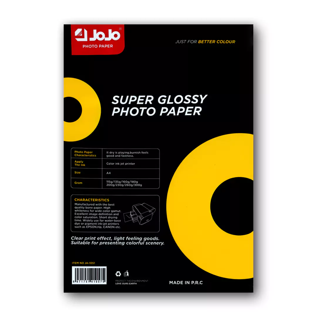 JoJo Super Crystal Photo Paper - A4 / 160GSM / 20 Sheets / Water Proof / Inkjet Printing / JA-1051 - Image 2