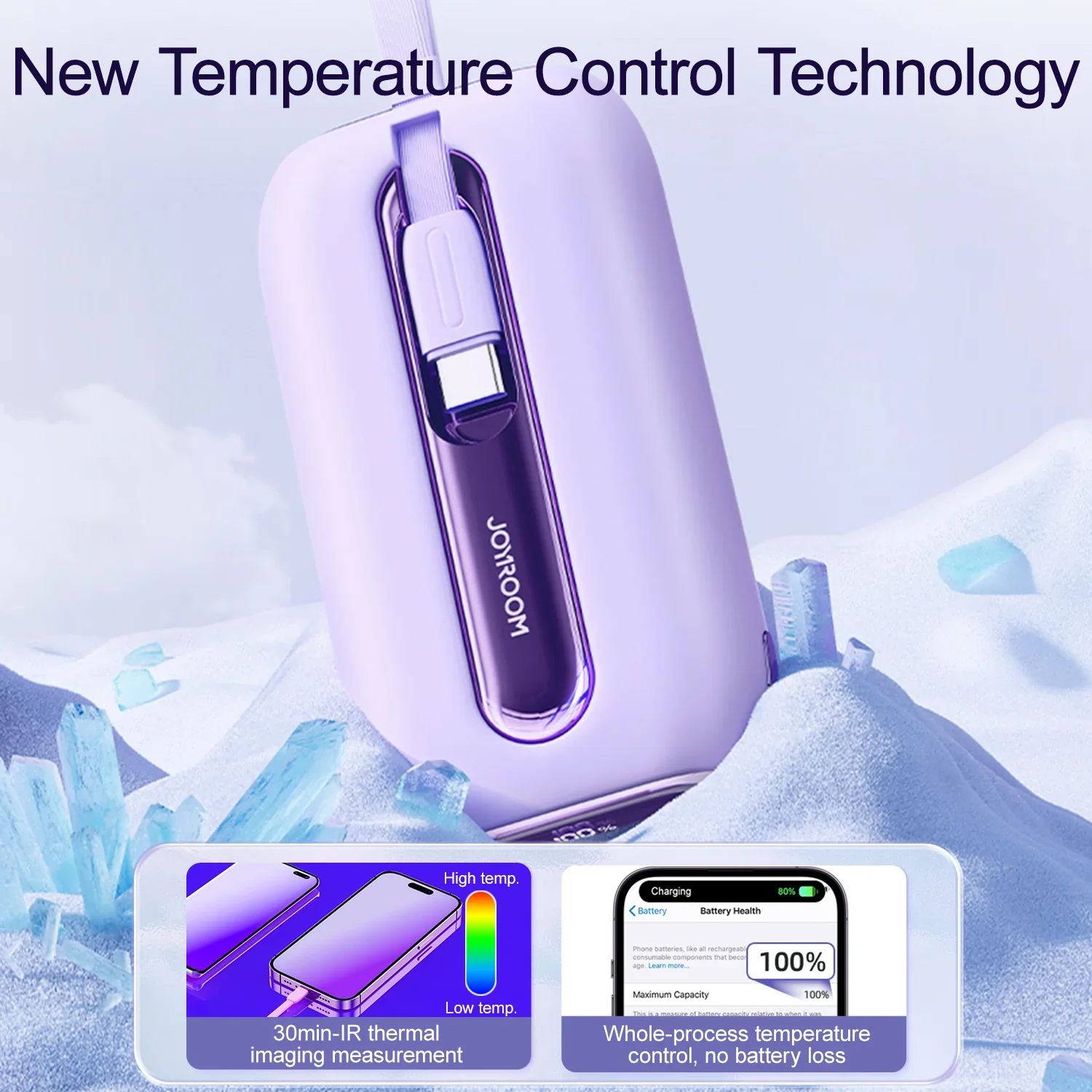 Joyroom JR-L012 Mini Power Bank with Dual Cables – 10000mAh / 22.5W / Purple - Image 9