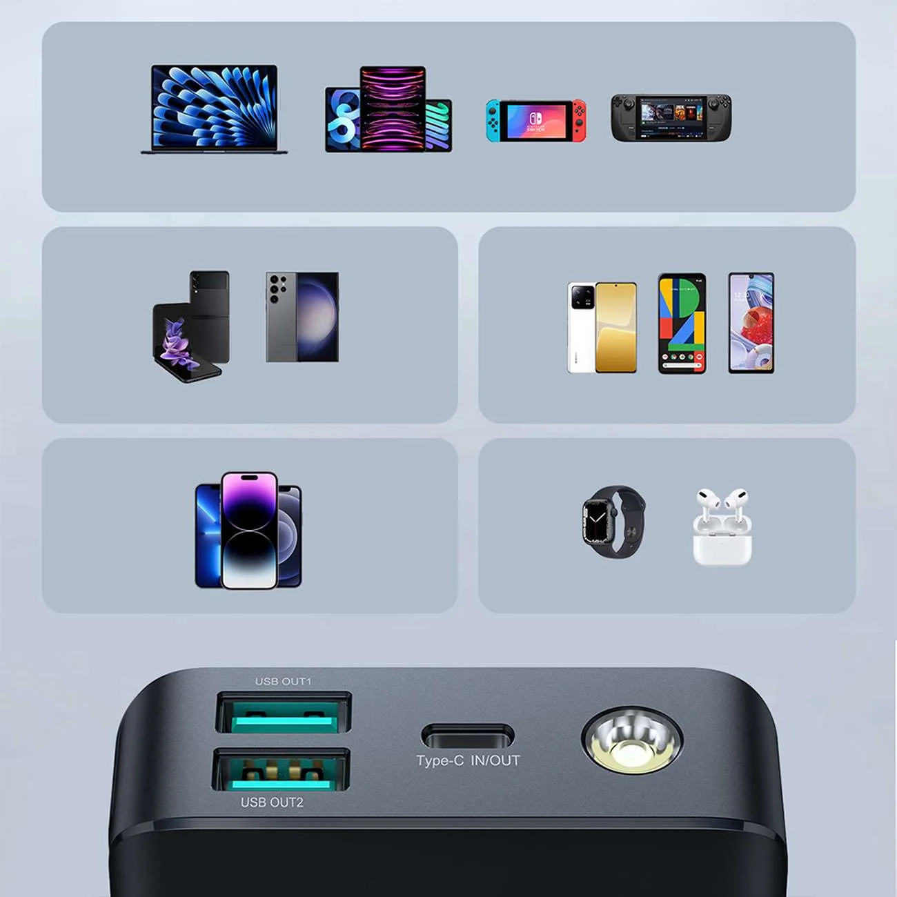 Joyroom JR-PBF03 LCD Screen Power Bank with Light – 30000mAh / 30W / Black - Image 15