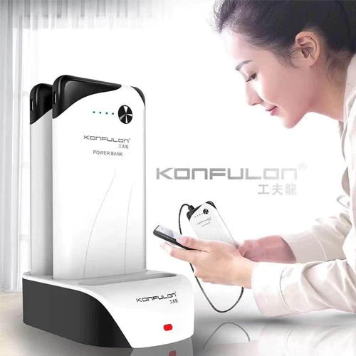 Konfulon 3 x 10000mAh Power Station – Total 30000mAh Power Bank with Dual USB Output - Image 3