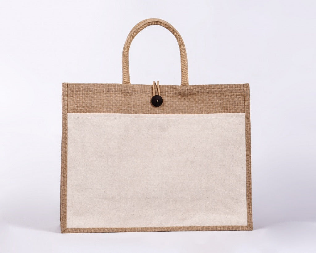 Large Landscape Pocket Jute Bag – 34cm x 43.5cm - Image 2