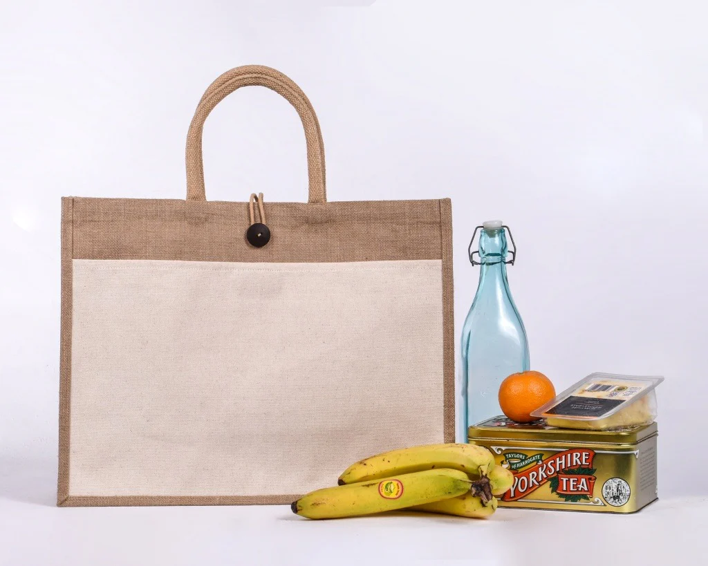 Large Landscape Pocket Jute Bag – 34cm x 43.5cm - Image 3