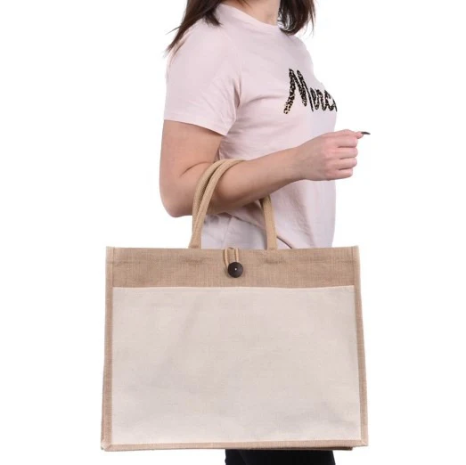 Large Landscape Pocket Jute Bag – 34cm x 43.5cm - Image 5