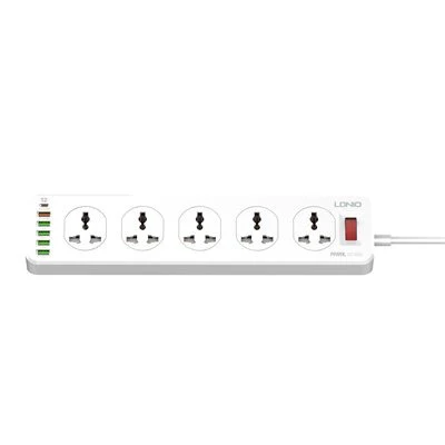 Ldnio 10 Outlet Power Socket – 10 Way / USB-C / 2 Meters / White - Image 5