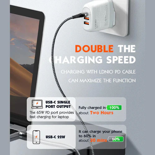LDNIO A3511Q 65W GaN Super Fast Charger with USB-C Cable - Image 4