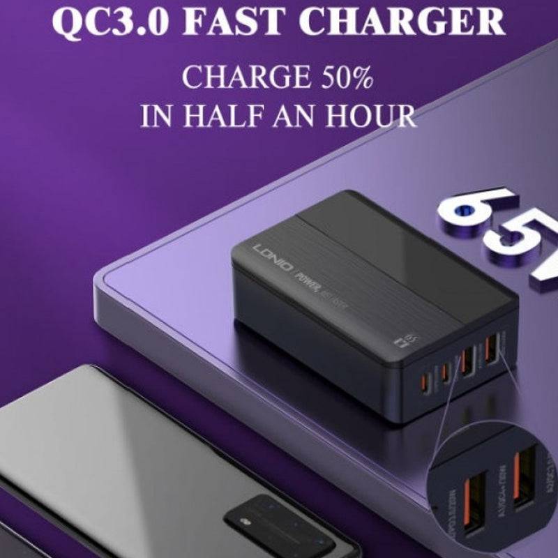 Ldnio A4808Q 65W Super Fast Charging Desktop Charger – USB-C / 1.5 Meters / Black - Image 3