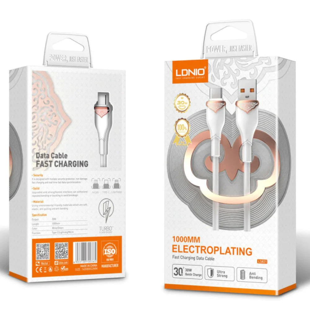 Ldnio LS821 Fast Charging Data Cable – 30W / USB3.0 to Type-C / 1 Meter - Image 2