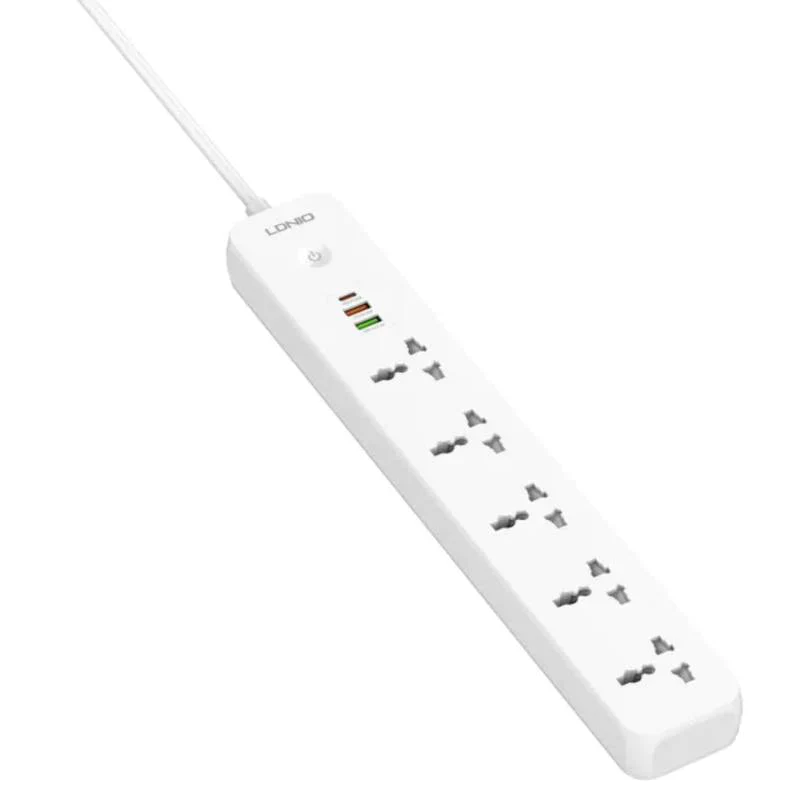 Ldnio SC5319 Power Strip With USB Charge Ports – 5 Way / USB-A / USB-C / 2500W / White - Image 3