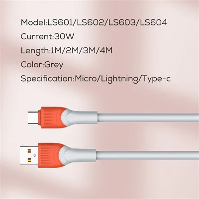 Ldnio Thickness TPE Data Cable – USB3.0 to Type-C / 30W / 2 Meter – LS602 - Image 4
