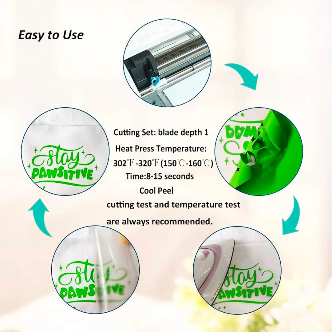Light Green PVC Heat Transfer Vinyl Sticker Roll – 50cm x 1m - Image 3